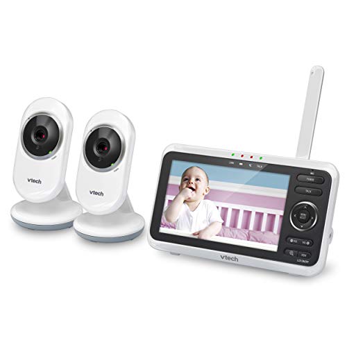 VTech VM350-2 5' Video Baby Monitor with 5' Screen, Long Range, Invision Infrared Night Vision, 2 Cameras, Multiple Viewing Options, Two Way Talk, Auto On Screen