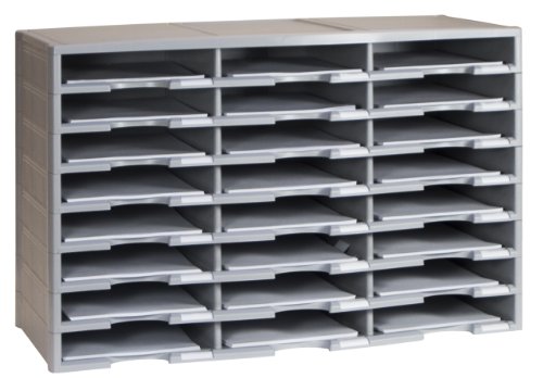 Storex Modular 24-Compartment Literature Organizer, Gray