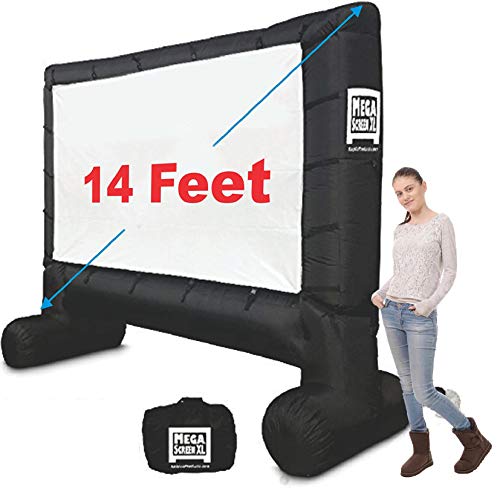 EasyGo Products 14' Inflatable Mega Movie Screen - Canvas Projection Screen for Outdoor Parties - Movie Cinema is Guaranteed to Thrill and Excite. Includes Inflation fan, Tie-Downs and Storage bag
