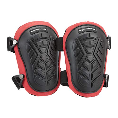 AmazonCommercial Non-Marring TPR Cap Knee Pads, 9.5 in, Black, 1 pair