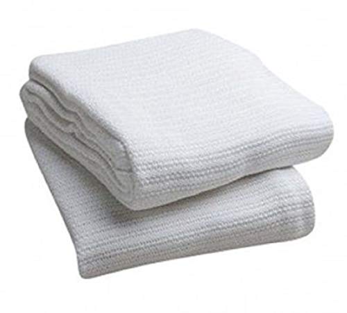 Elivo 100% Cotton Hospital Thermal Blankets - Open Weave Cotton Blanket - Breathable and Prevent Overheating - Soft, Comfortable and Warm - Hand and Machine Washable - 1 Pack