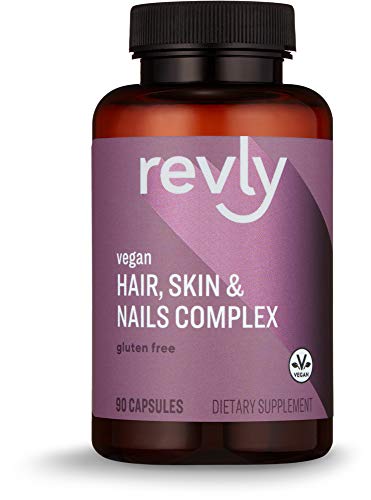 Amazon Brand - Revly Vegan Hair, Skin, & Nails Complex with Biotin 2000 mcg, 90 Capsules, 3 Month Supply