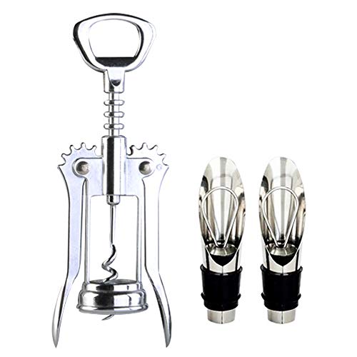 L'HOPAN Wing Wine Opener - Wing Corkscrew Wine Opener with 2 Wine Stoppers & Pourers, 6.88''2.36''1.38''