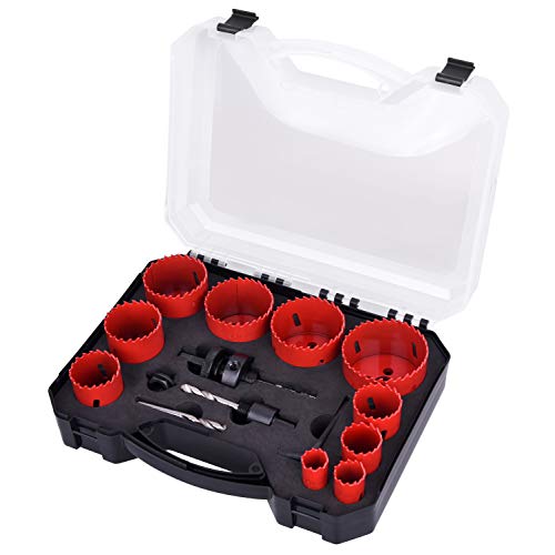 Bi-Metal Hole Saw Kit, SUNGATOR 14-Piece General Purpose 3/4' to 2-1/2' Set with Case. Durable High Speed Steel (HSS). Fast Cut Clean, Smooth and Precise Holes Through Metal, Wood, Plastic, Drywall.