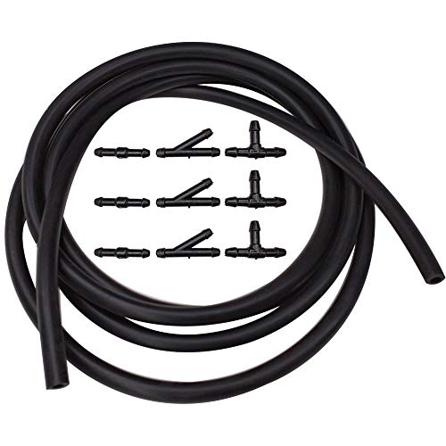 BUENNUS Windshield Washer Hose Connector Kit 78.8inch/2m Car Windshield Wiper Fluid Hose with 9 pieces Black I T Y Splitter Connectors for Windshield Washer Wiper Nozzles Connection Tubing kit