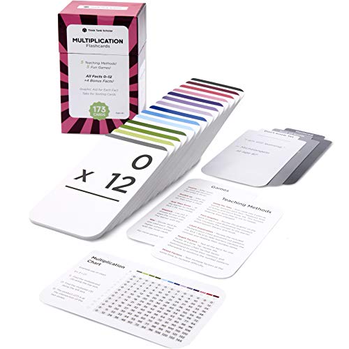 Think Tank Scholar 173 Multiplication Flash Cards | All Facts 0-12 Color Coded | Best for Kids in 3rd, 4th 5th & 6th Grade