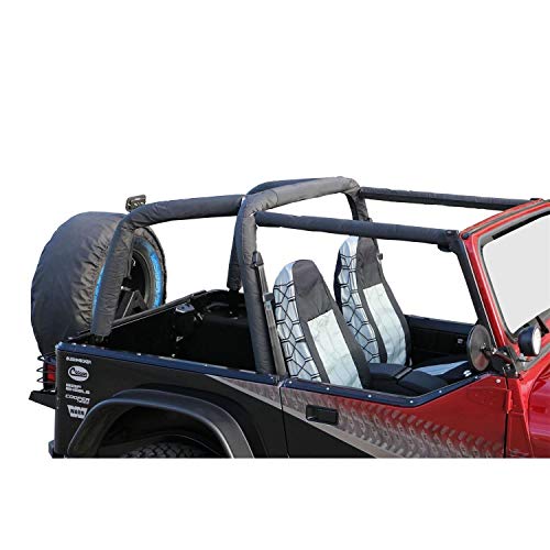 RAMPAGE PRODUCTS 768915 Roll Bar Pad and Cover Kit for 1992-1995 Jeep Wrangler YJ, Black Denim
