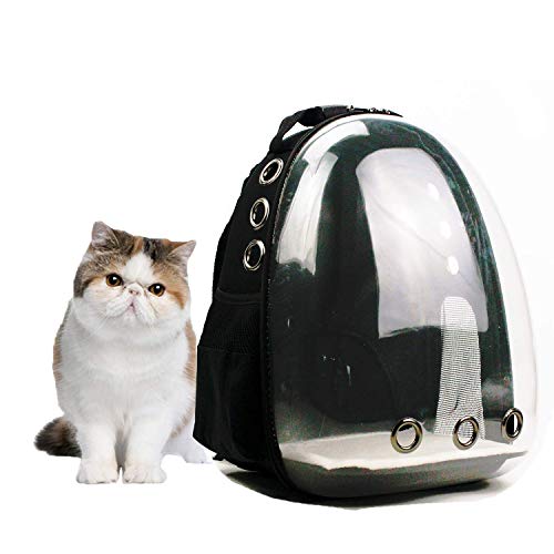 Lyn's Pet Carrier, Hard-Sided Pet Bag, Cat/Dog Bubble Backpack, Pet Travel Bag, Small Space Pet Capsule Knapsack, Waterproof Breathable Pet Carrier Airline Approved (Black)