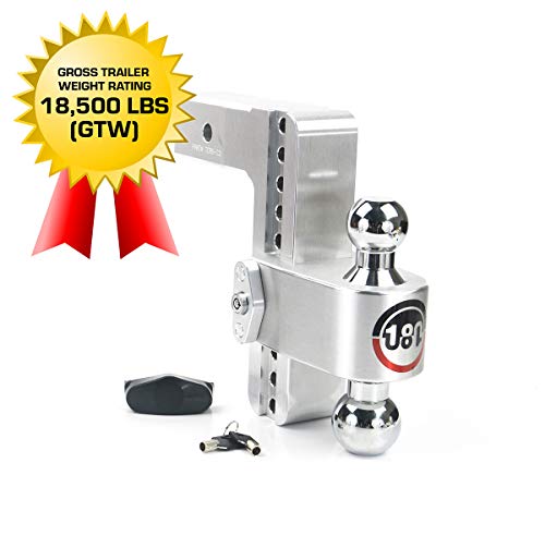 Weigh Safe 180 HITCH CTB8-2.5 8' Drop Hitch, 2.5' Receiver 18,500 LBS GTW - Adjustable Aluminum Trailer Hitch Ball Mount & Chrome Plated Combo Ball, Dual Pin Keyed Lock