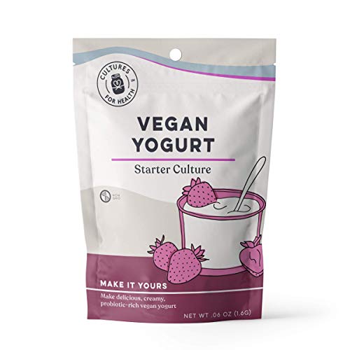 Vegan Yogurt Starter Culture | Cultures for Health | Make delicious batches of nutrient-dense vegan yogurt | Non GMO, Gluten Free | 4 Packets