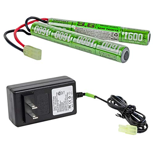 Valken Airsoft Battery/Charger Combo-NiMh 9.6V 1600mAh Split Style Battery & 1Amp Smart Charger