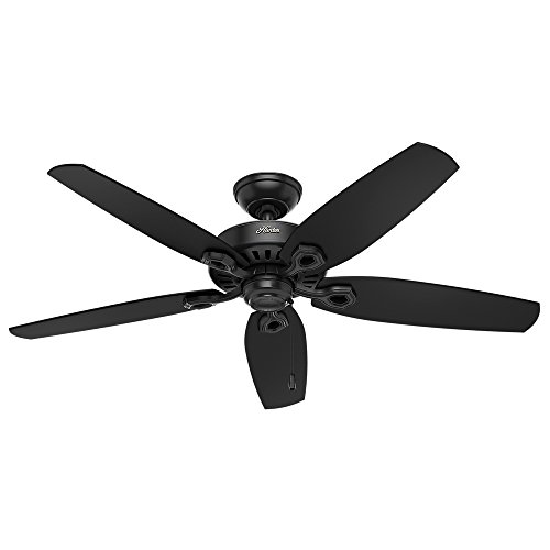 HUNTER 53294 Builder Elite Indoor / Outdoor Ceiling Fan with Pull Chain Control, 52', Matte Black