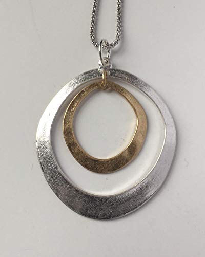 Long Handmade Halo Necklace Pendant-Sterling silver long chain