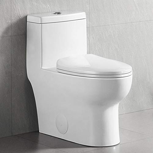 Dual Flush Elongated One Piece Toilet with Comfort Seat Height, Soft Close Seat Cover, High-Efficiency Supply, and White Finish Toilet Bowl (LT-1F026)