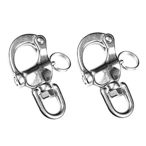 AMONIRE Swivel Eye Snap Shackle Quick Release Bail Rigging Sailing Boat Marine Stainless Steel Clip 2-3/4' Pack of 2