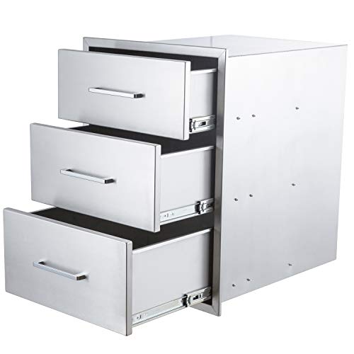 yuxiangBBQ Outdoor Kitchen Drawers Stainless Steel,14' W x 20-1/2'H Triple Drawers,Flush Mount for Outdoor Kitchen or BBQ Island
