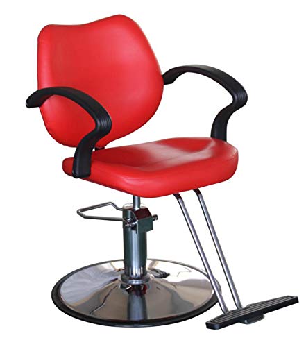 Salon Style Tattoo Spa Beauty Equipment Barber Chair Styling Chair Hydraulic Heavy Duty Leather Swivel Classic Hair Salon Chair for Hair Stylist Women Man,Red