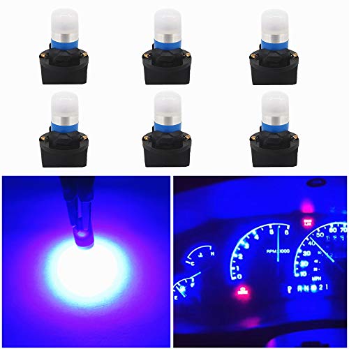 WLJH Blue T10 Led Bulb Dash Lights Dashboard Instrument Panel Cluster Gauge 2825 194 W5W Car Interior Lamp Twist Sockets PC195 PC194 PC168, Pack of 6