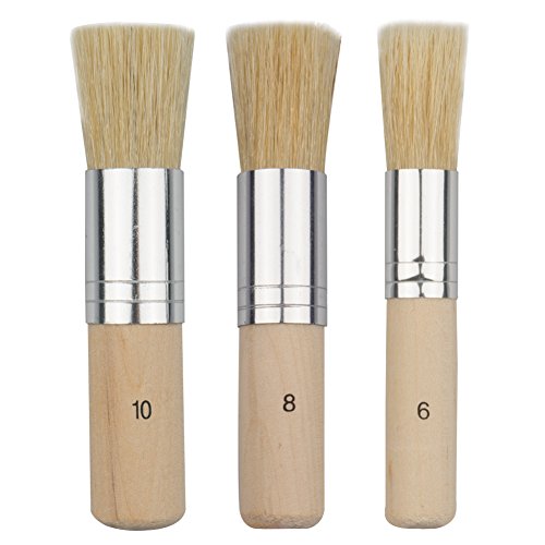 COCODE Wooden Stencil Brush (Set of 3), Natural Bristle Brushes Perfect for Acrylic Painting, Oil Painting, Watercolor Painting, Stencil Project, Card Making and DIY Art Crafts