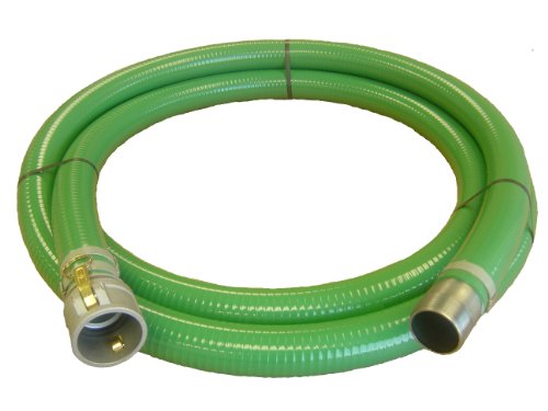 Abbott Rubber PVC Suction Hose Assembly, Green, 2' Female Cam and Groove X Male NPT, 65 psi Max Pressure, 20' Length, 2' ID (1240-2000-20-CN)