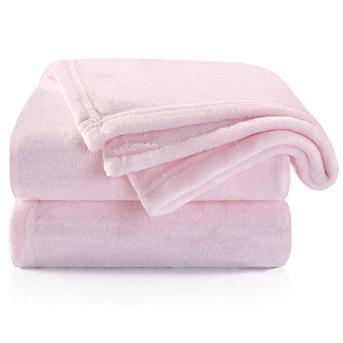 TILLYOU Micro Fleece Plush Baby Blanket Large Lightweight Crib Blanket for Toddler Bed, Super Soft Warm Kids Blanket for Daycare Preschool, Fluffy Fuzzy Flannel Nap Blanket Oversized, 39x47 Lt Pink