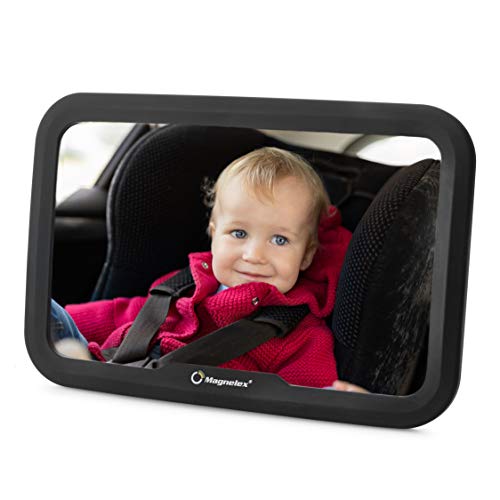 Magnelex Baby Car Mirror for Rear-Facing Infants and Toddlers. Wide Crystal-Clear View Car Seat Mirror, Safe and Shatterproof, Simple Install with No Tools. No Jiggle or Vibration. Excellent Gift Idea