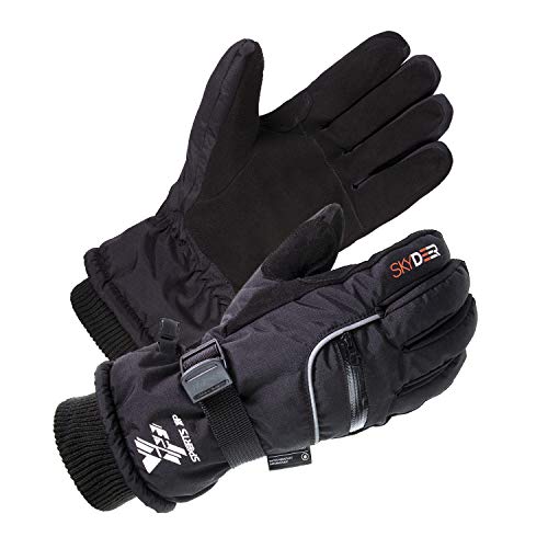 SKYDEER Waterproof Deerskin Suede Leather Winter Gloves for Snowboarding, Skiing, Ice Fishing, Snowmobile, Ice Skating, Hiking, Kayaking (SD8650T/L)