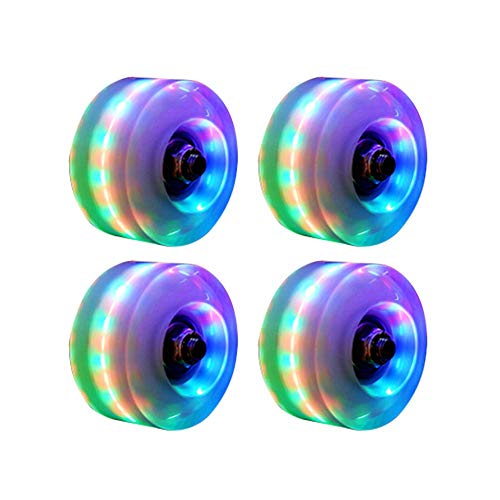 Roller Skate Wheels Outdoor Light Up LED Quad Rainbow Rollerskate Parts Tool Wheels,4 Pack 32mmX58mm/8 Pack 608 Bearing /4 Pack Core