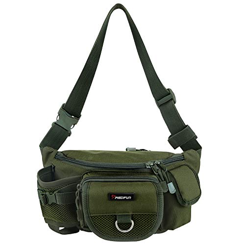 Piscifun Fishing Bag Portable Outdoor Fishing Tackle Bags Multiple Waist Bag Multi Functional Fanny Pack Army Green