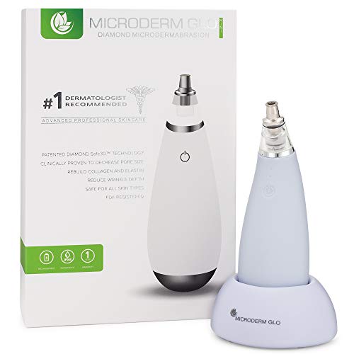 Microderm GLO MINI Diamond Microdermabrasion and Suction Tool - Best Pore Vacuum for Skin Toning - #1 Advanced Facial Treatment Machine - Promotes Collagen Production for Tone, Bright & Clear Skin