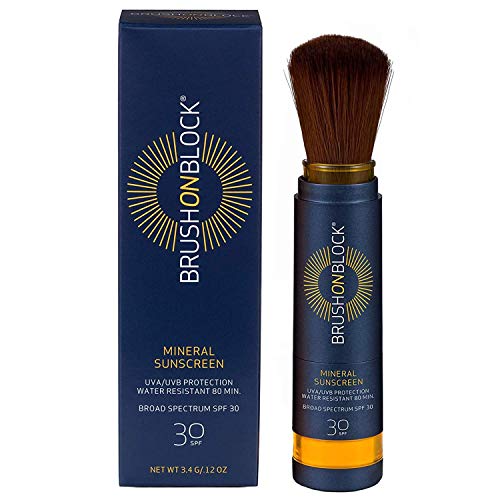 Brush On Block Mineral Sunscreen Powder, Refillable Broad-Spectrum SPF 30, Safe for Sensitive Skin, UVA UVB Face Protection, Natural, Reef Friendly (Translucent)