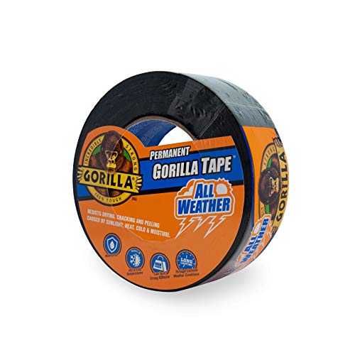 Gorilla All Weather Outdoor Waterproof Duct Tape, UV and Temperature Resistant, 1.88' x 25 yd, Black (Pack of 1)