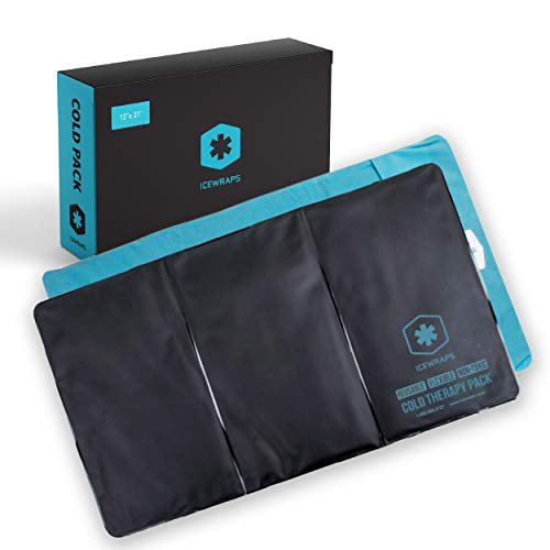 ICEWRAPS 12”x21” Reusable Ice Pack with Soft Fabric Cover - Oversize Flexible Cold Therapy Wrap for Back, Hip, Knee Injuries, Sciatica, and Chronic Pain Relief