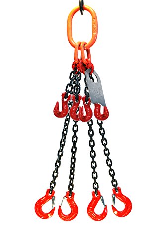 Chain Sling - 3/8' x 10' Quad Leg with Sling Hooks and Adjusters - Grade 80