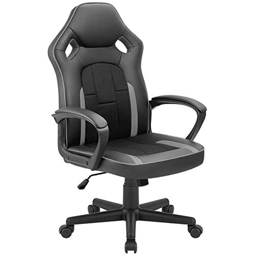 Tuoze Office Desk Chair Racing Style High Back Leather Gaming Chair Ergonomic Adjustable Swivel Executive Computer Chair for Home and Office (Grey)