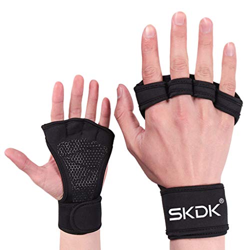 Fine Sports Cross Training Gloves with Wrist Support for Fitness, Weightlifting, Gym Workout & Powerlifting - Silicone Padding, no Calluses - Men & Women, Strong Grip (Black, M)