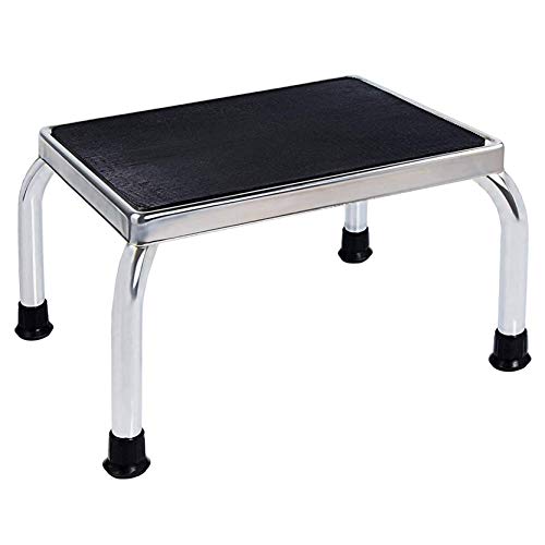 Medical Foot Step Stool with Anti-Skid Rubber Platform, Lightweight and Sturdy Chrome Stool for Children and Adults