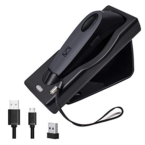 Barcode Scanner Dual 2.4G Wireless + Bluetooth 1D 2D Barcode Scanner QR PDF417 Data Matrix UPC Rechargeable Bar Code Scanner for Laptops/PC/Android/Apple iOS