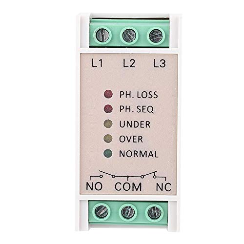 415VAC Three-Phase Power Relay, 5A Voltage Monitoring Relay, Contact 250VAC 2.5A, 30VDC 1.5A, Phase Sequence Protection Relay, for Electric Motor, Distribution Box, Pump