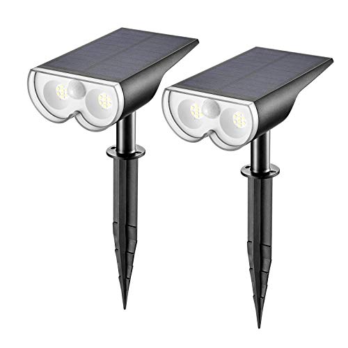 Linkind LED Solar Motion Sensor Landscape Spotlights, Max 650lm IP67 Waterproof Outdoor Landscape Lights Wireless Solar Powered Lights for Garden Yard Driveway Porch Walkway, 2 Pack, Cold White