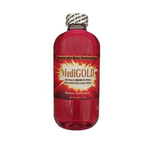 MediGOLD True colloidal Gold - 250 mL in a BPA Free Plastic Bottle
