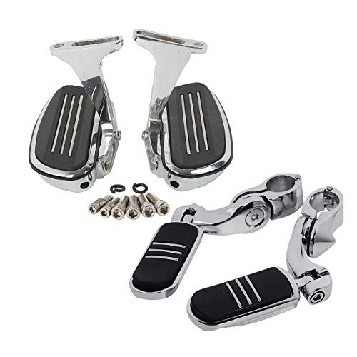 XFMT Streamline Passenger Floorboards + 1 1/4' Highway Foot Pegs Compatible with Harley Davidson Touring models 1993-2020