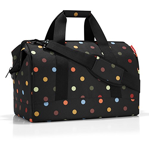 reisenthel Allrounder M Medium Weekender Bag, Versatile 6-Pocket Padded Duffel, Dots