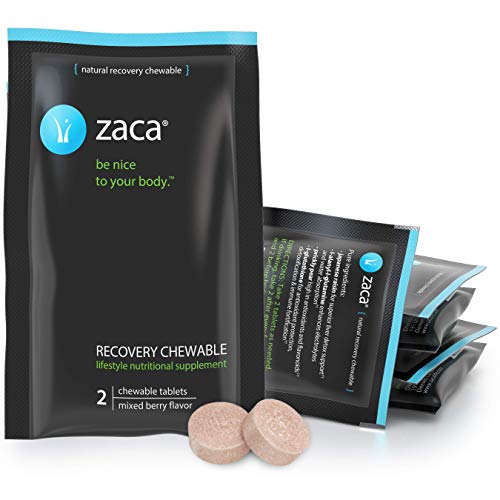 Zaca Recovery Chewable Supplement | Hydration + Liver Aid | Party, Travel, Exercise & Altitude | Sugar Free & Gluten Free | Mixed Berry, 6 Packs = 12 Tablets