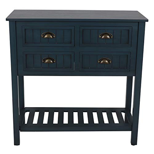 Decor Therapy Bailey Bead board 4-Drawer Console Table, 14x32x32, Antique Navy