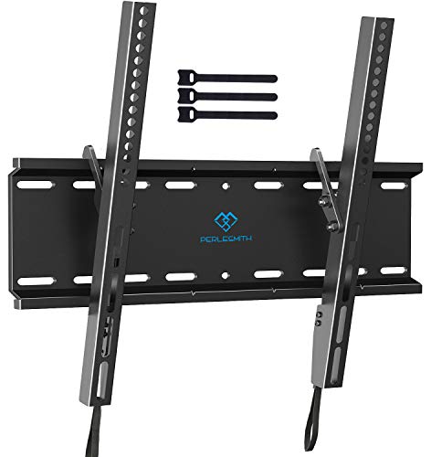 Tilting TV Wall Mount Bracket Low Profile for Most 23-55 Inch LED, LCD, OLED, Plasma Flat Screen TVs with VESA 400x400mm Weight up to 115lbs by PERLESMITH, Black