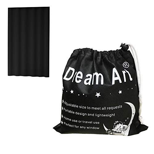 DREAM ART Anywhere Portable Blackout Curtain/Adjustable Blackout Shades/Temporary Blackout Blinds with Suction Cups for Nursery,Children Kids Bedroom or Travel Use,Black,1 pc W52xL72Inch(132X183cm)