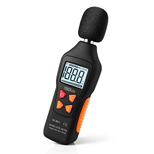 Decibel Meter, TACKLIFE Digital Sound Level Meter 30-130dB(A) Range with Sound Simulation, Max/Min/Data Hold, Fast/Slow Mode, Self-Calibration Noise Meter, Battery Included -MLM02