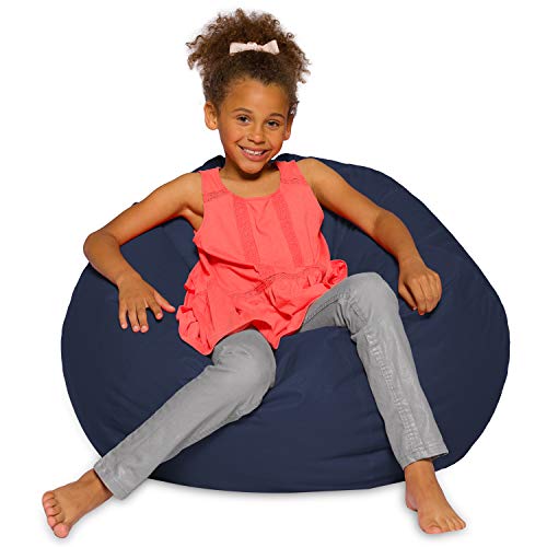 Posh Beanbags Bean Bag Chair, Large-38in, Solid Navy Blue