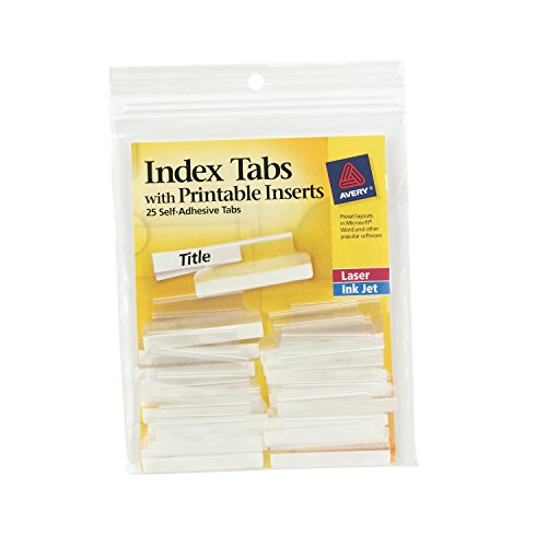 Avery Index Tabs, with Printable Inserts, 1.5-Inch, 25 Tabs, 1 Set (16230),Clear